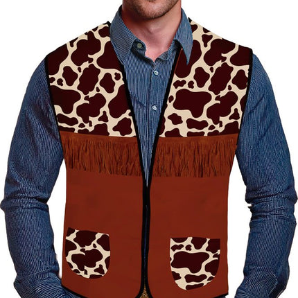 Cowboy Vest Bruin Heren Koeienprint van Fiestas Guirca koop je bij Partywinkel