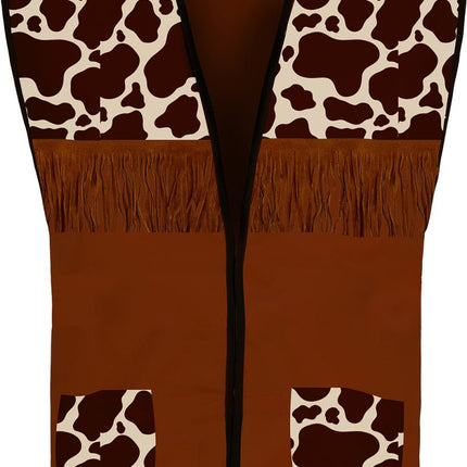 Cowboy Vest Bruin Heren Koeienprint van Fiestas Guirca koop je bij Partywinkel