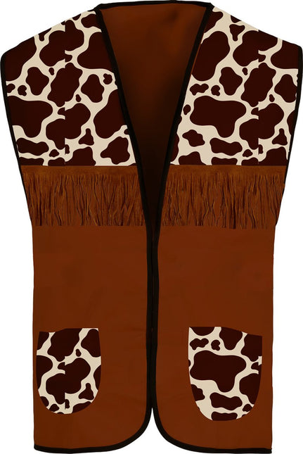 Cowboy Vest Bruin Heren Koeienprint van Fiestas Guirca koop je bij Partywinkel