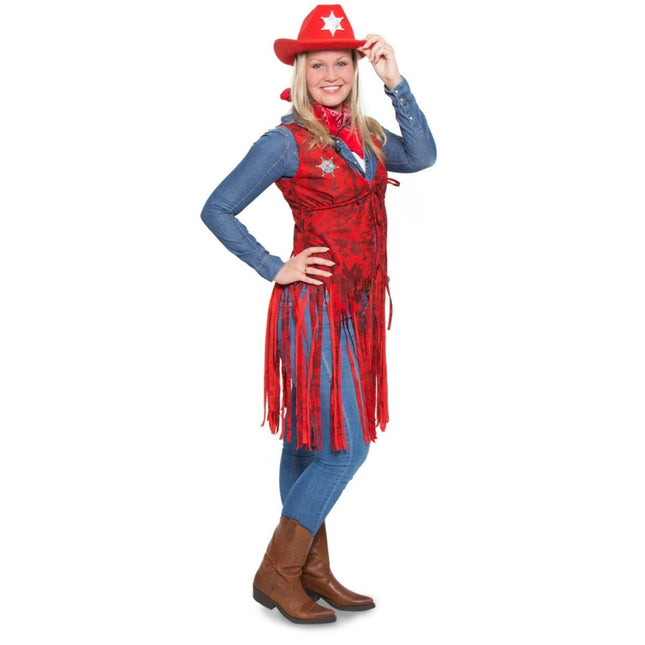 Cowboy Vest Rood S - M | 36 - 38 van Folat koop je bij Partywinkel