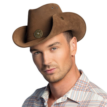 Cowboyhoed Leatherlook Deluxe van Boland koop je bij Partywinkel