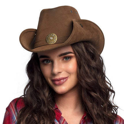 Cowboyhoed Leatherlook Deluxe van Boland koop je bij Partywinkel