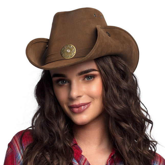 Cowboyhoed Leatherlook Deluxe van Boland koop je bij Partywinkel