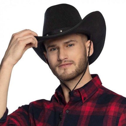 Cowboyhoed Zwart 45cm van Boland koop je bij Partywinkel