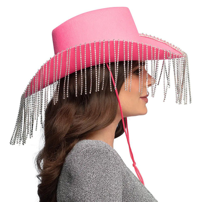 Cowgirl Hoed Roze Glitters van Boland koop je bij Partywinkel