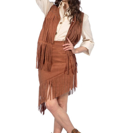 Cowgirl Kostuum Bruin Dames 2 delig van Wilbers & Wilbers koop je bij Partywinkel