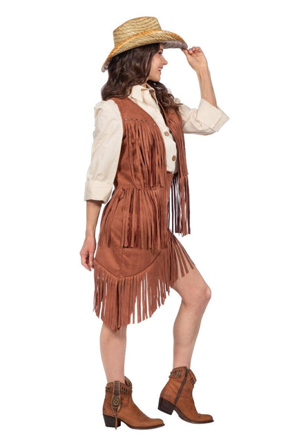 Cowgirl Kostuum Bruin Dames 2 delig van Wilbers & Wilbers koop je bij Partywinkel