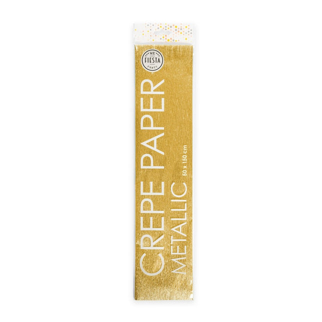 Crepe Papier Metallic Goud 50cm 1,5m van WeFiesta koop je bij Partywinkel