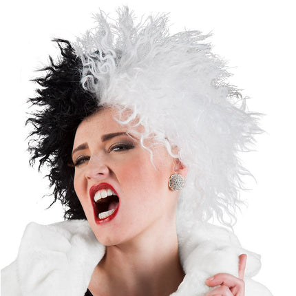 Cruella de Vil Pruik Zwart Wit van Boland koop je bij Partywinkel