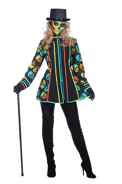 Gekleurde Jas Dames Doodshoofd van Wilbers & Wilbers koop je bij Partywinkel