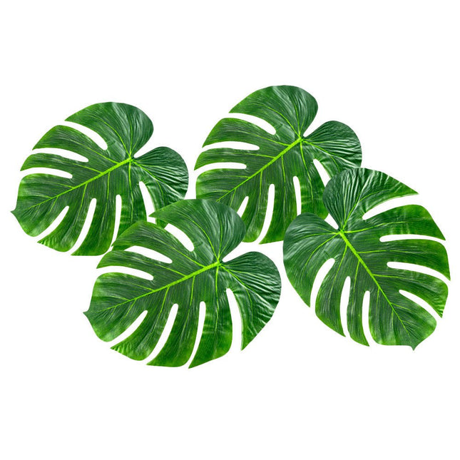 Decoratie Palmbladeren 33cm 4st van Boland koop je bij Partywinkel