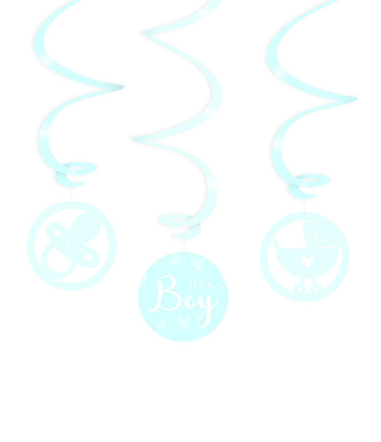Decoratie Swirl Het Is Een Jongen 30cm 3st van Paper Dreams koop je bij Partywinkel