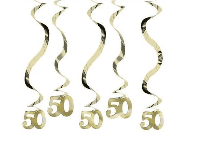 Decoratiespiralen 50 Goud 5st van Riethmueller koop je bij Partywinkel