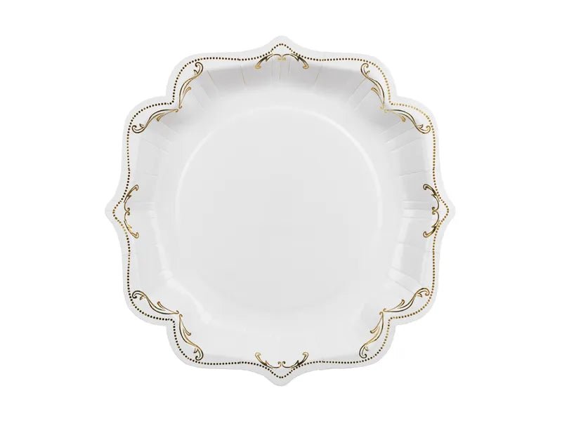 Decoratieve papieren borden met ornament, wit, 26 cm van Partydeco koop je bij Partywinkel