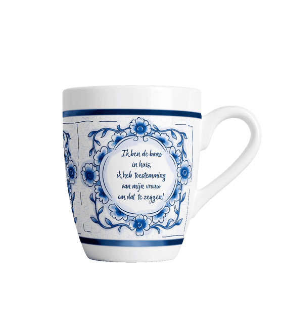 Delfts blauwe mok - Baas in huis van Paper Dreams koop je bij Partywinkel