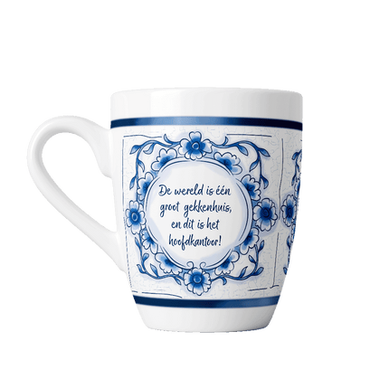 Delfts blauwe mok - Gekkenhuis van Paper Dreams koop je bij Partywinkel