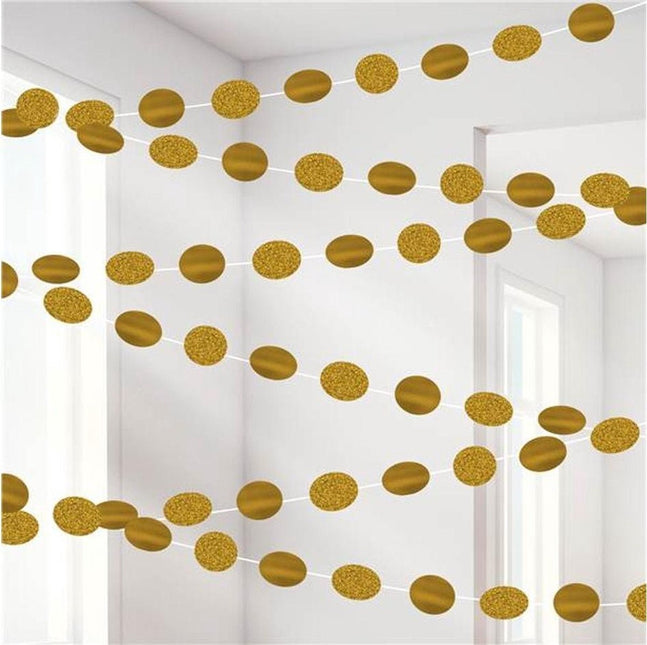 Deurgordijn Bolletjes Goud 2,13m van Riethmueller koop je bij Partywinkel