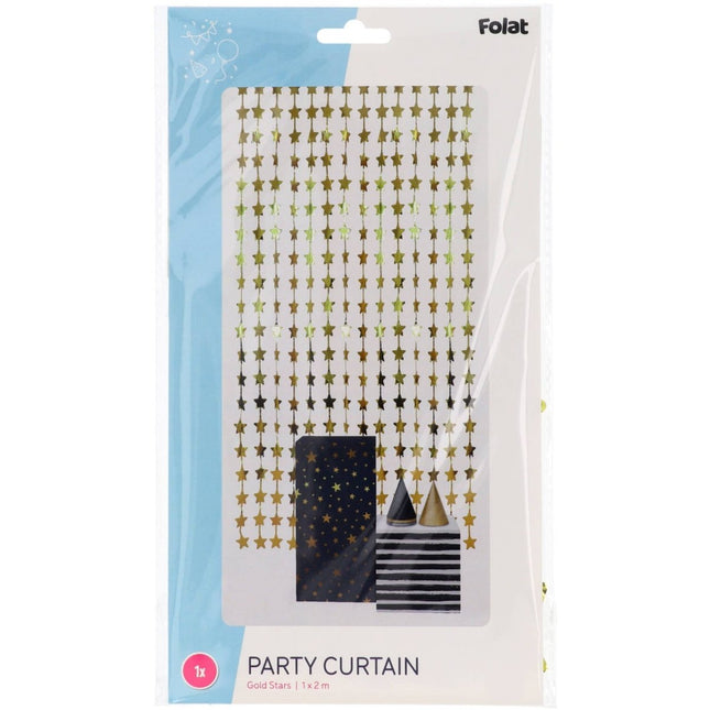 Deurgordijn Folie Sterren Goudkleurig - 2x1 m van Folat koop je bij Partywinkel