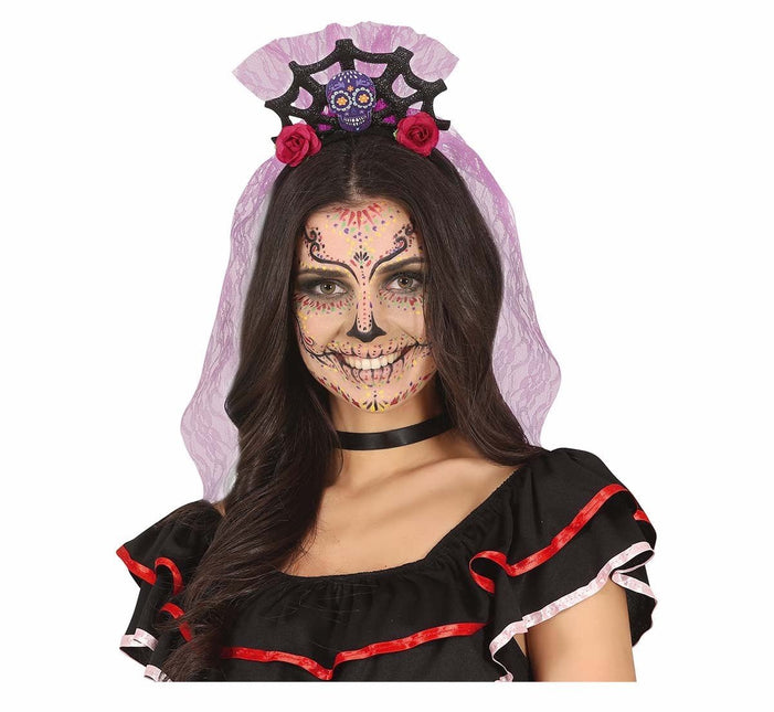 Dia De Los Muertos Haarband Spinnenweb van Fiestas Guirca koop je bij Partywinkel