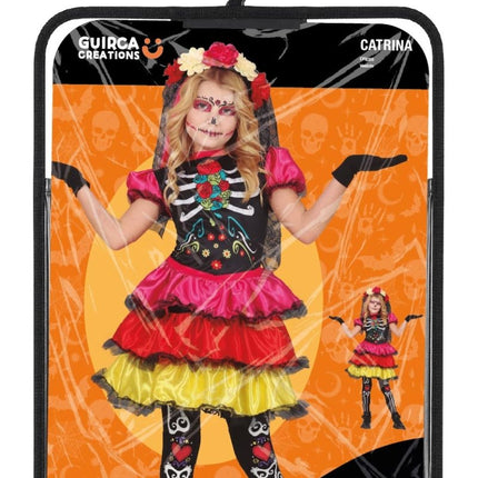 Dia De Los Muertos Jurk Meisje Skelet van Fiestas Guirca koop je bij Partywinkel