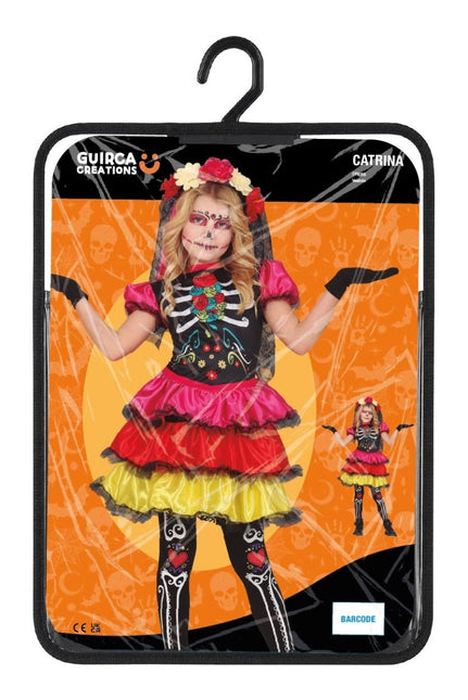 Dia De Los Muertos Jurk Meisje Skelet van Fiestas Guirca koop je bij Partywinkel