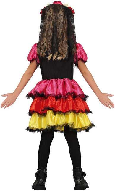 Dia De Los Muertos Jurk Meisje Skelet van Fiestas Guirca koop je bij Partywinkel