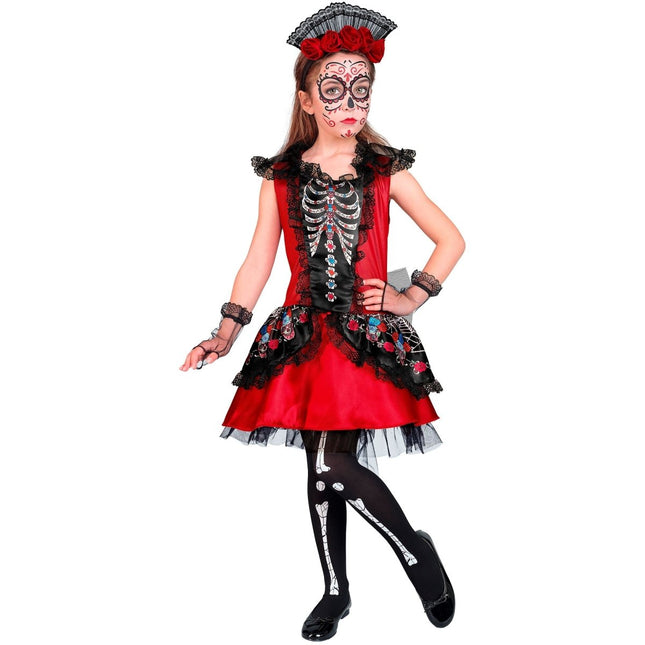 Dia De Los Muertos Jurk Zwart Rood van Widmann koop je bij Partywinkel