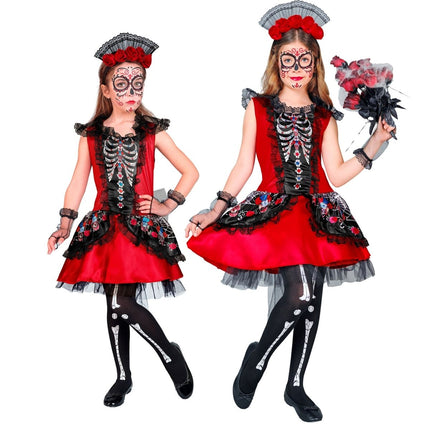 Dia De Los Muertos Jurk Zwart Rood van Widmann koop je bij Partywinkel