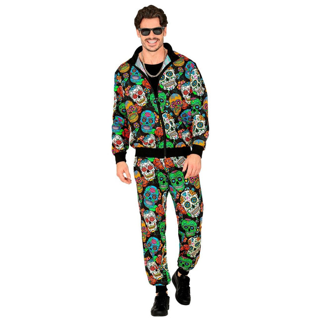 Dia De Los Muertos Trainingspak Fout van Widmann koop je bij Partywinkel