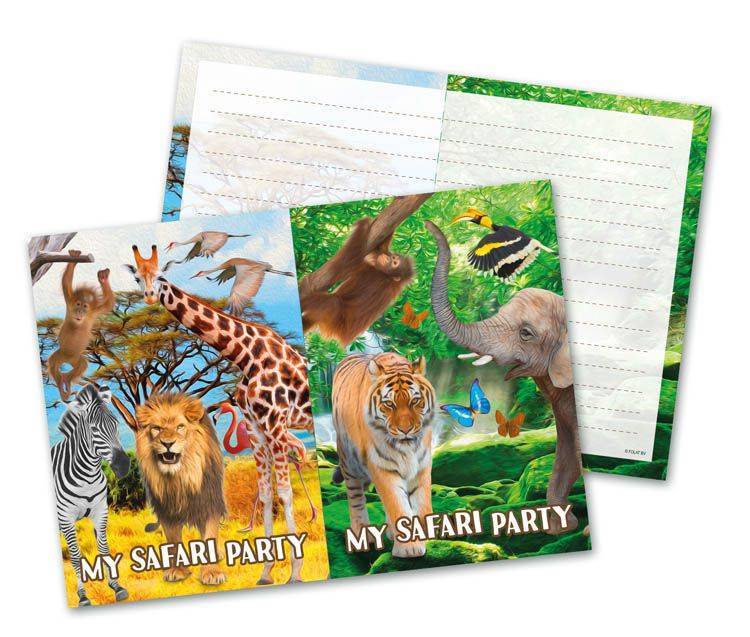 Dieren Uitnodigingen Safari 8st van Folat koop je bij Partywinkel
