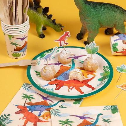 Dino Borden Gekleurd 23cm 8st van Paper Dreams koop je bij Partywinkel
