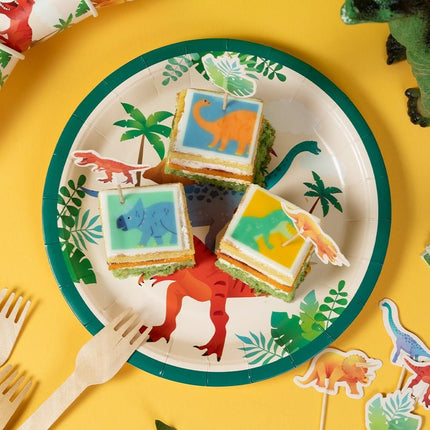 Dino Borden Gekleurd 23cm 8st van Paper Dreams koop je bij Partywinkel