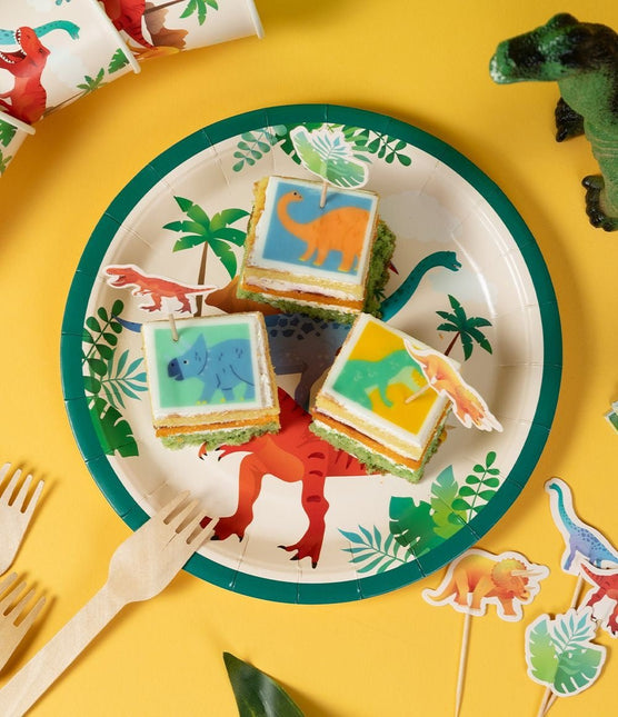 Dino Borden Gekleurd 23cm 8st van Paper Dreams koop je bij Partywinkel
