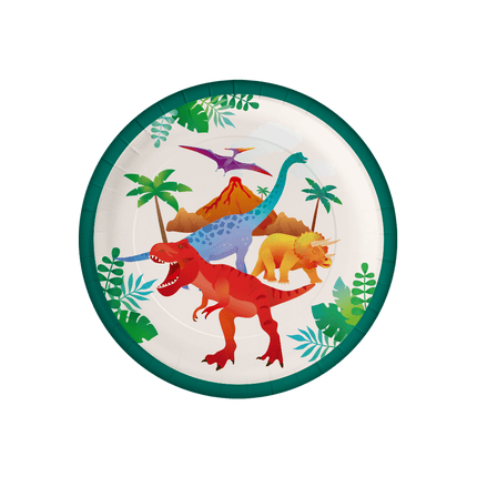 Dino Borden Gekleurd 23cm 8st van Paper Dreams koop je bij Partywinkel