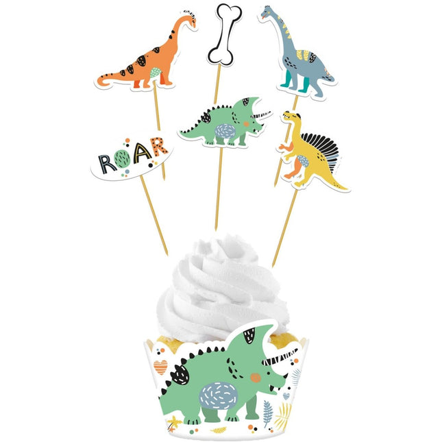 Dino Cupcake Toppers Roar 12 delig van Folat koop je bij Partywinkel