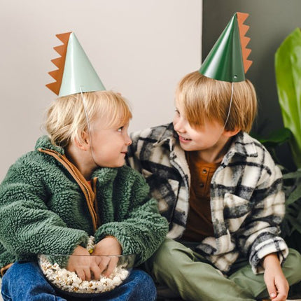 Dinosaurus Feesthoedjes 6st van Partydeco koop je bij Partywinkel