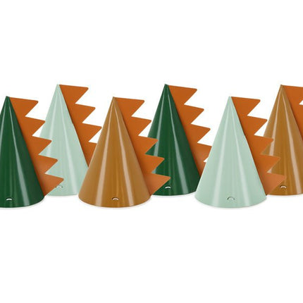Dinosaurus Feesthoedjes 6st van Partydeco koop je bij Partywinkel