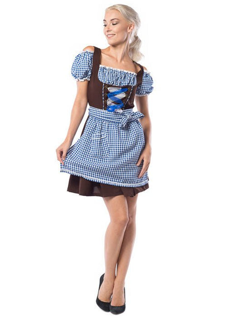 Dirndl Jurk Oktoberfest Blauw Bruin van PartyXclusive koop je bij Partywinkel