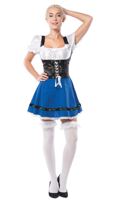 Dirndl Jurk Oktoberfest Blauw Witte Strik van PartyXclusive koop je bij Partywinkel