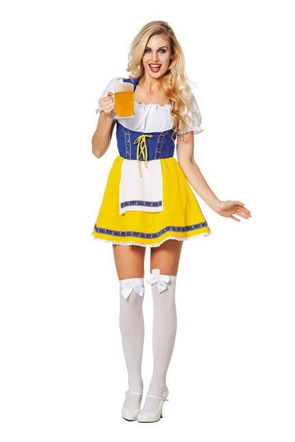 Dirndl Jurk Oktoberfest Geel Blauw van Wilbers & Wilbers koop je bij Partywinkel