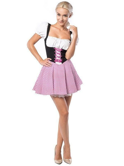 Dirndl Jurk Oktoberfest Geruit Roze van PartyXclusive koop je bij Partywinkel