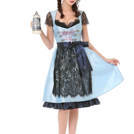 Dirndl Jurk Oktoberfest Lichtblauw van Partychimp koop je bij Partywinkel