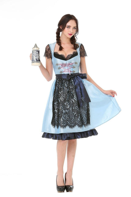 Dirndl Jurk Oktoberfest Lichtblauw van Partychimp koop je bij Partywinkel
