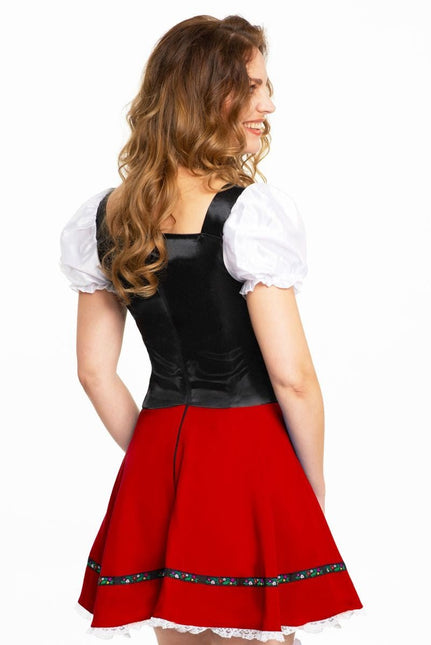 Dirndl Jurk Oktoberfest Rood Witte Strik van PartyXclusive koop je bij Partywinkel