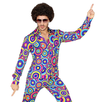 Disco 70S Blouse Blauw Heren Bubbels van Widmann koop je bij Partywinkel