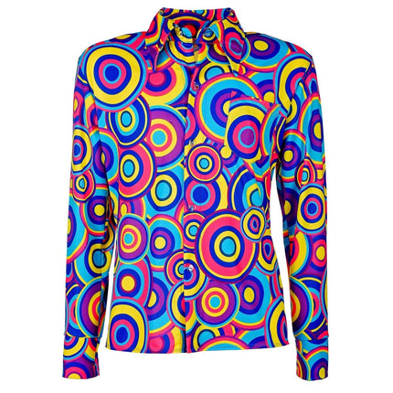 Disco 70S Blouse Blauw Heren Bubbels van Widmann koop je bij Partywinkel