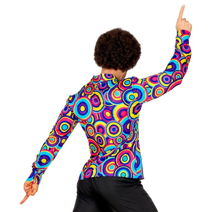 Disco 70S Blouse Blauw Heren Bubbels van Widmann koop je bij Partywinkel