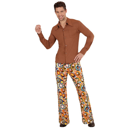 Disco 70S Blouse Bruin Heren van Widmann koop je bij Partywinkel