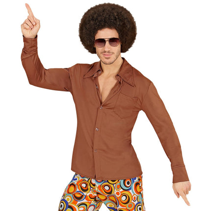 Disco 70S Blouse Bruin Heren van Widmann koop je bij Partywinkel