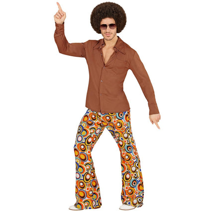 Disco 70S Blouse Bruin Heren van Widmann koop je bij Partywinkel